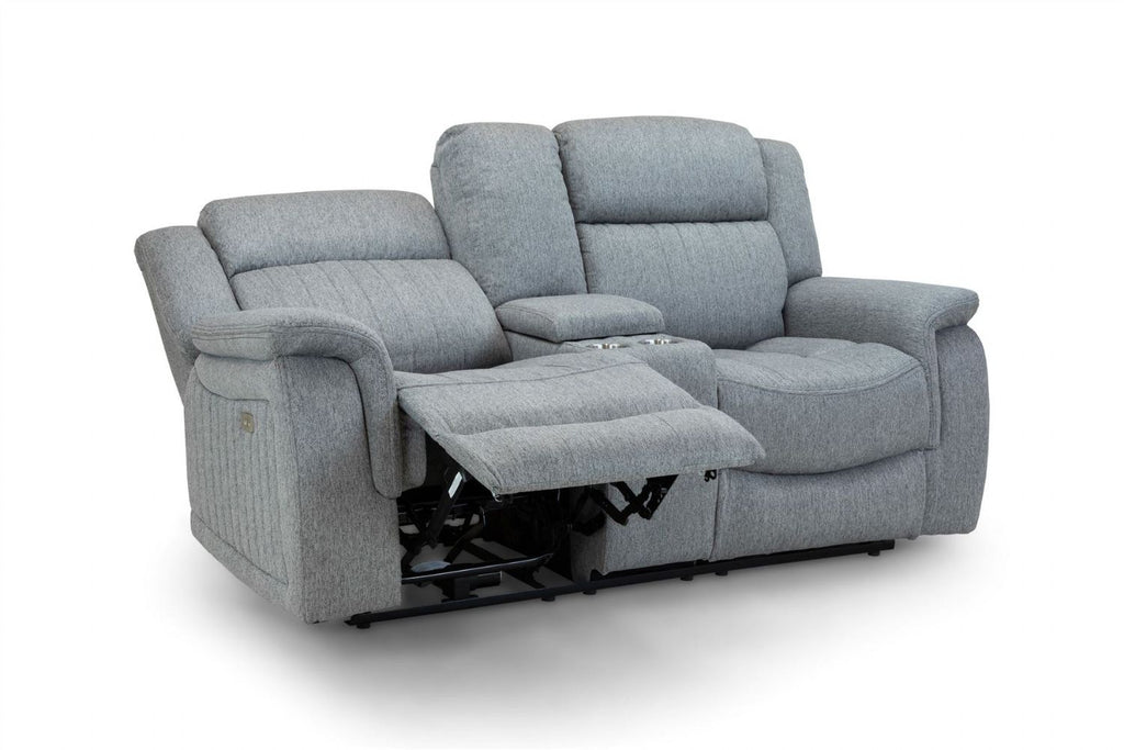 Grey Fabric 2 Seater Electric Recliner Sofa Pillow Top Arm
