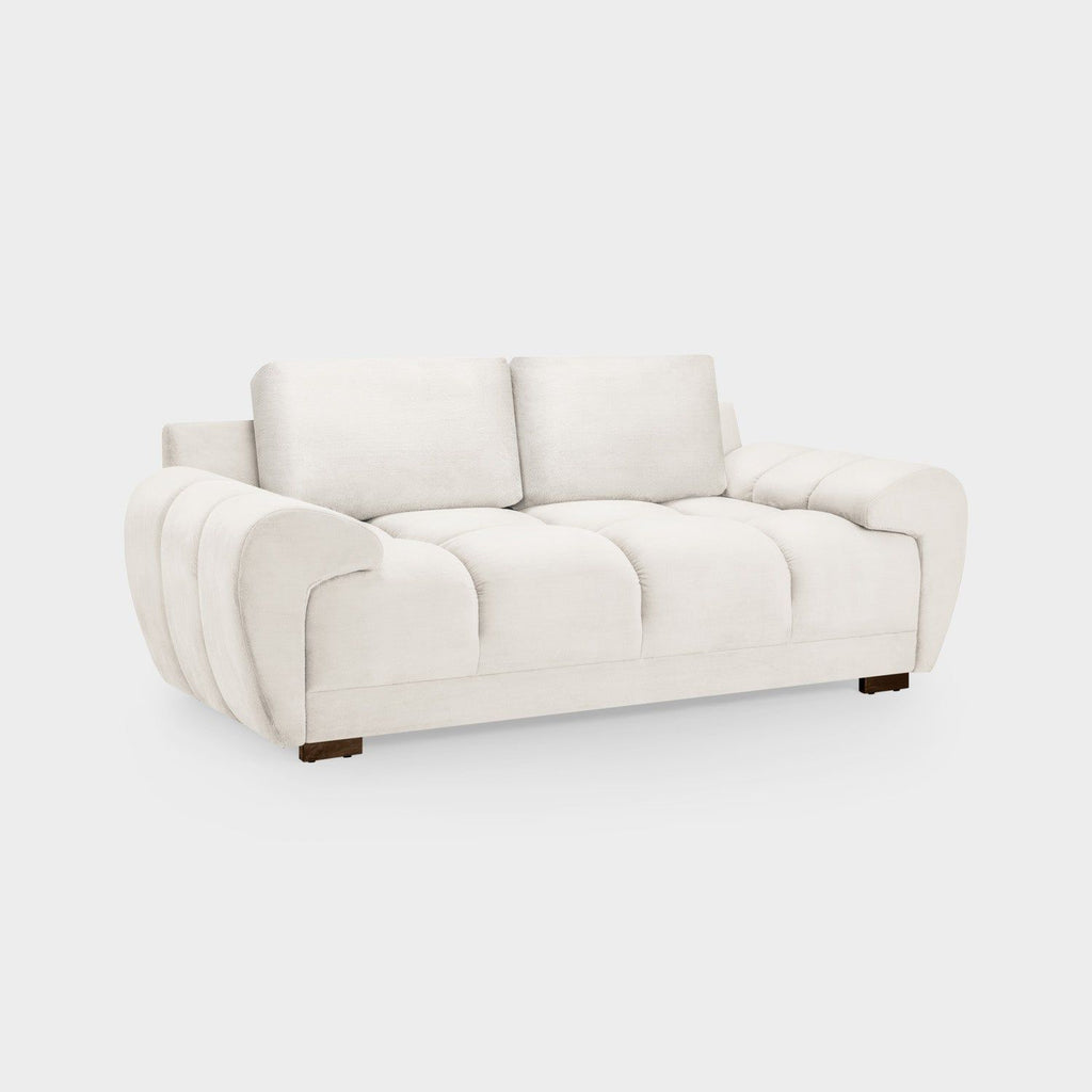 Cream Chenille Fabric 2 Seater Large Convertible Sofabed