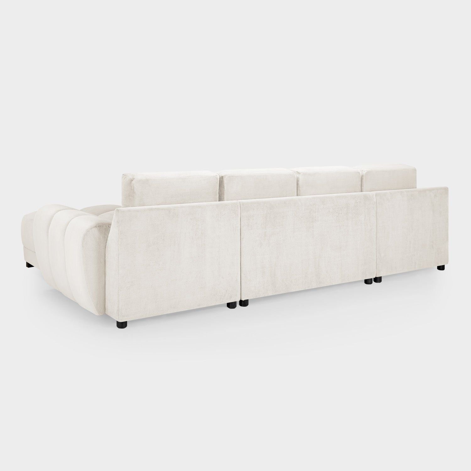 Cream Chenille Fabric Upholstered U Shape Corner Sofa Bed
