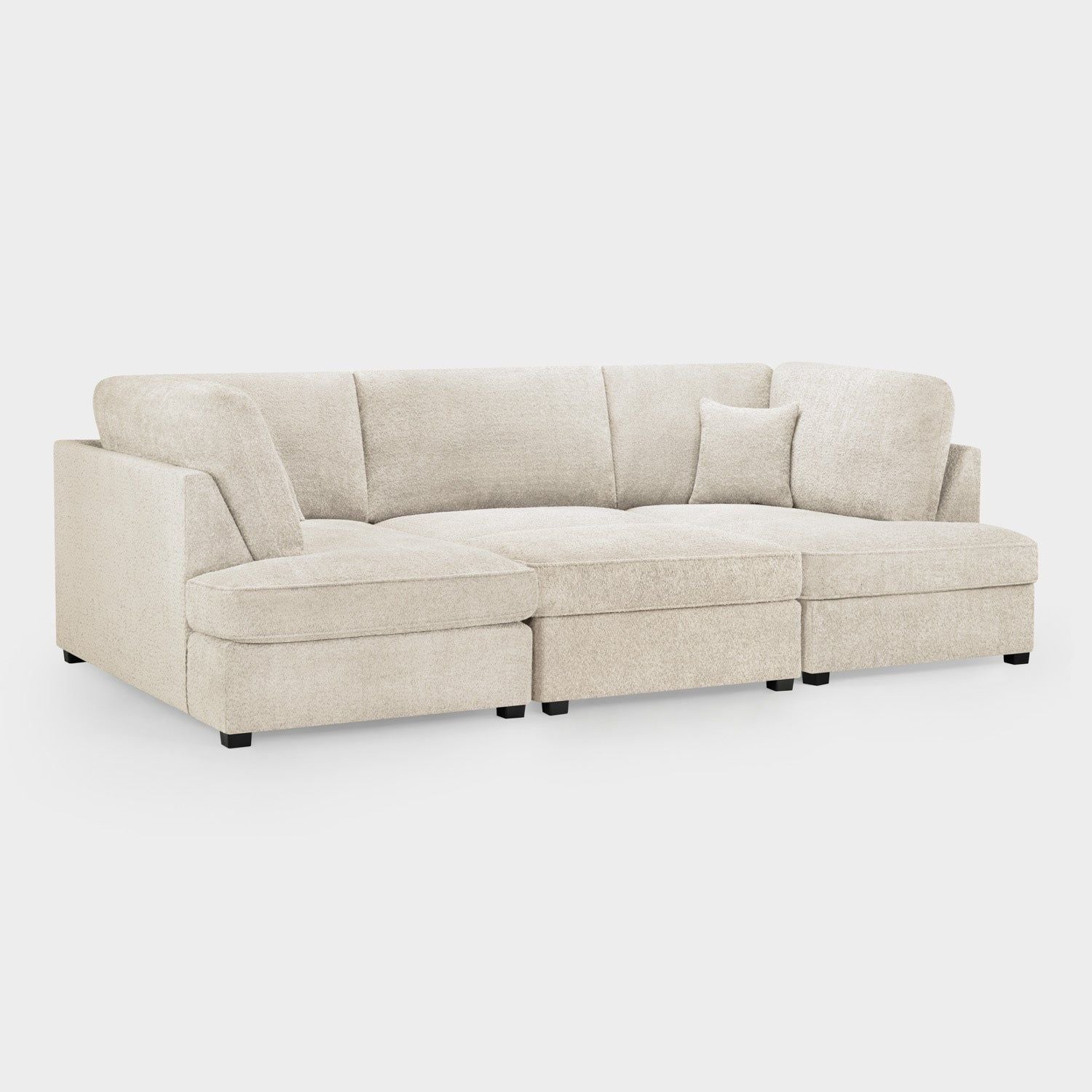 Beige Boucle Fabric Upholstered U Shaped Corner Sofa