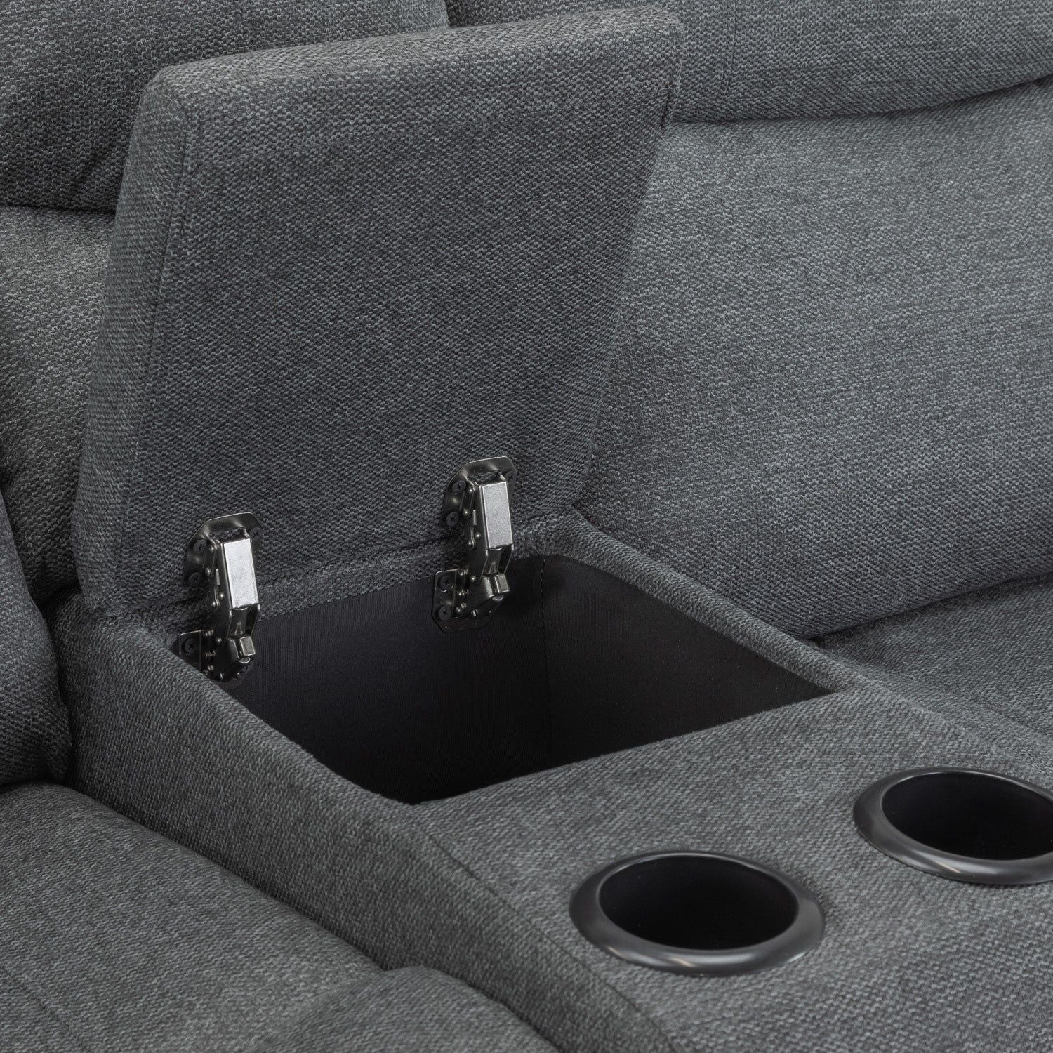 Grey Fabric Electric Recliner Armchair with Cup Holder