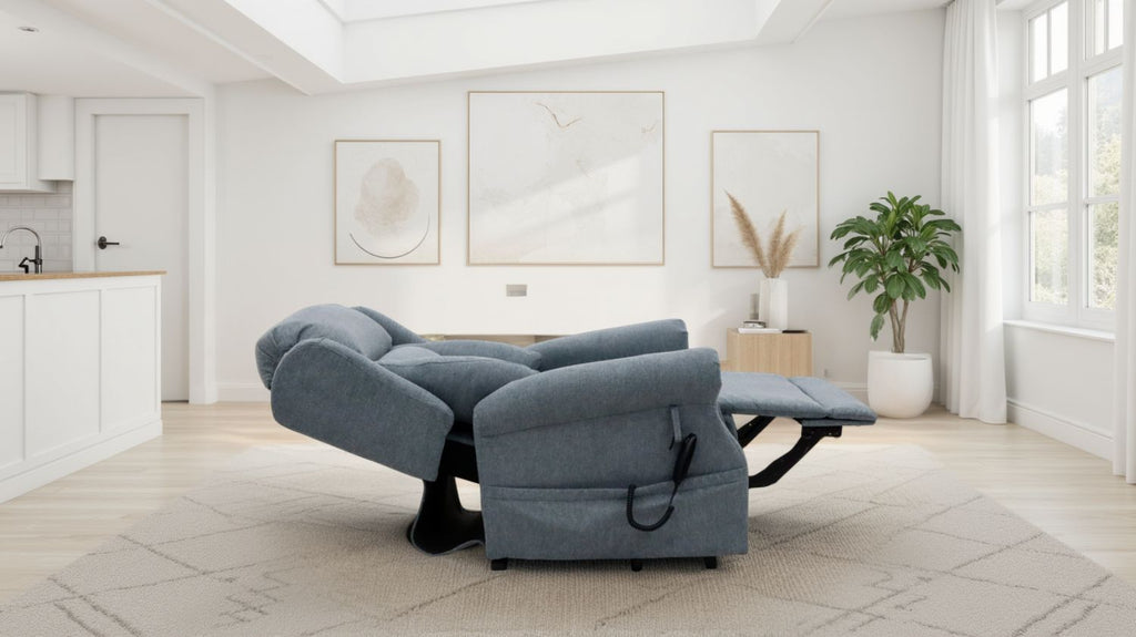Beige Fabric Lift And Rise Electric Recline Chair